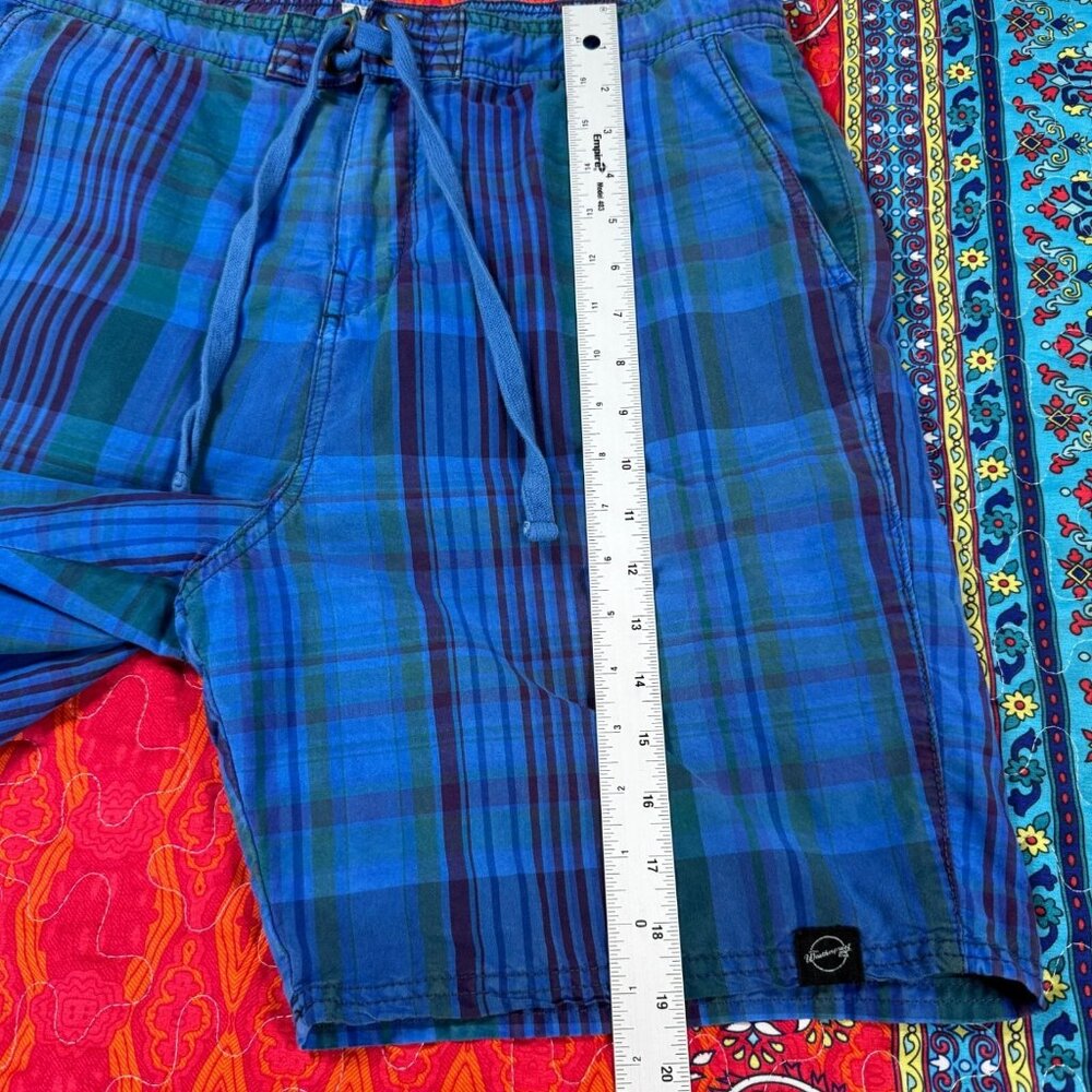 Weatherproof Drawstring Hybrid Casual Shorts Men 32 Blue Green Plaid - Picture 6 of 12